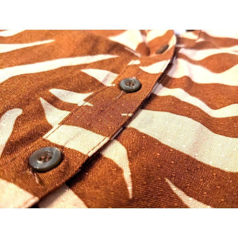 Anthropologie MAEVE Orange Zebra Striped Henley Short Sleeve Size S - Picture 3 of 7